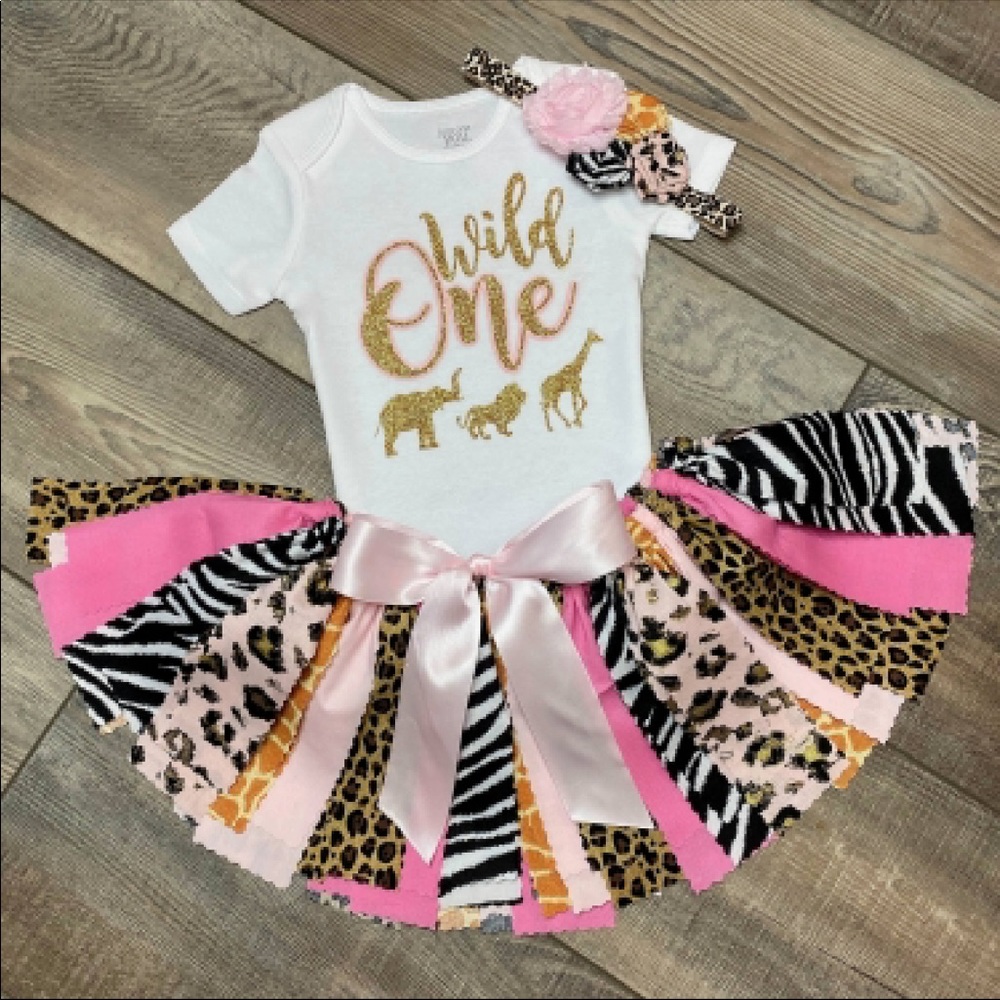 18 month Wild One Onesie, Adjustable skirt & matching head band. Worn once.
